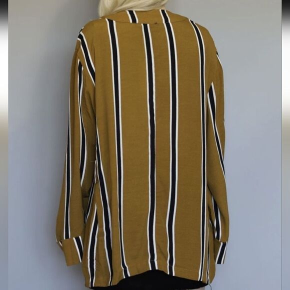 Olivaceous Striped Belted Open Cardigan Mustard Size M Medium - Picture 2 of 10